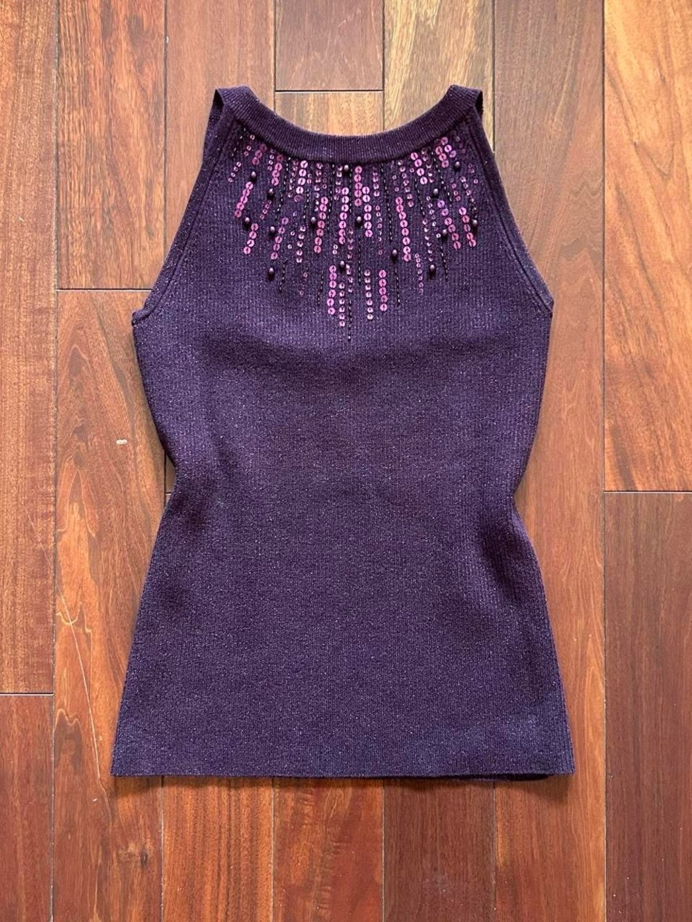 Vintage Caché Purple Sequin Halter Top